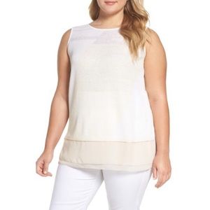 NWT +Free Shipping Nic + Zoe Chiffon Trim Sweater